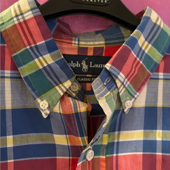Polo Ralph Lauren Classic Fit Plaid Button Down Shirt Men’s XL Short Sleeve - Picture 2 of 8